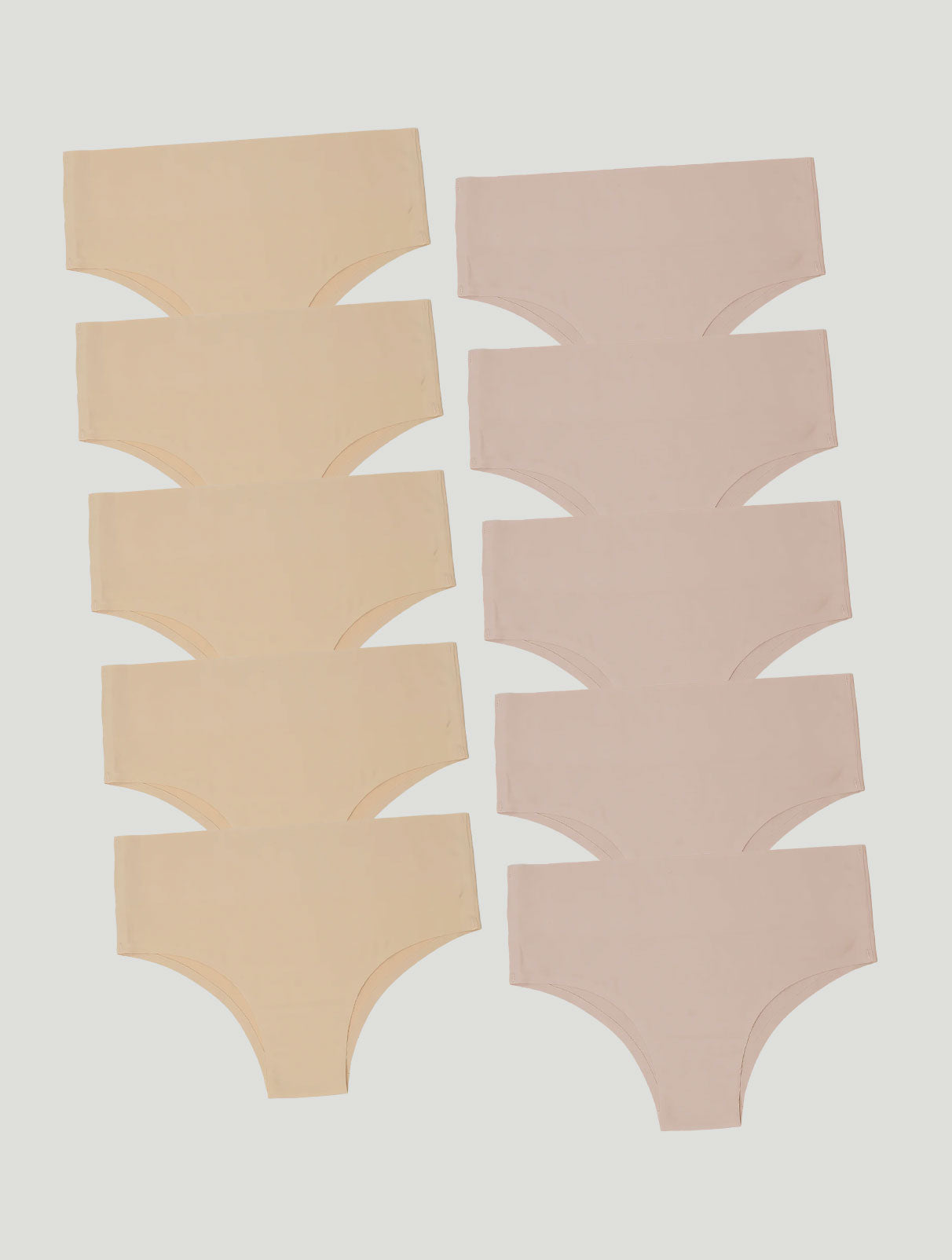 Kit com 10 Calcinhas Biquíni Redutora Sem Costura Segunda Pele (5 Bege e 5 Rose)