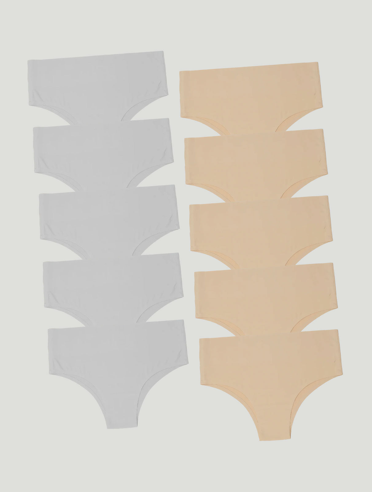 Kit com 10 Calcinhas Biquíni Redutora Sem Costura Segunda Pele (5 Bege e 5 Branco)