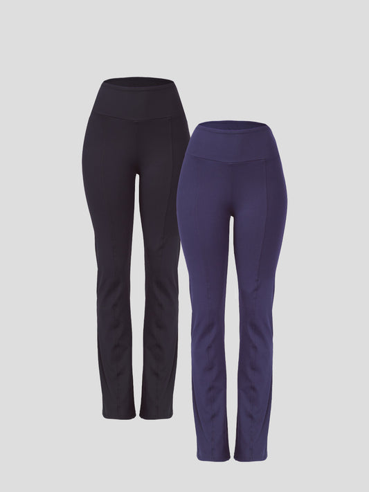 Kit Calça Flare Bailarina Preto + Calça Flare Bailarina Azul Marinho