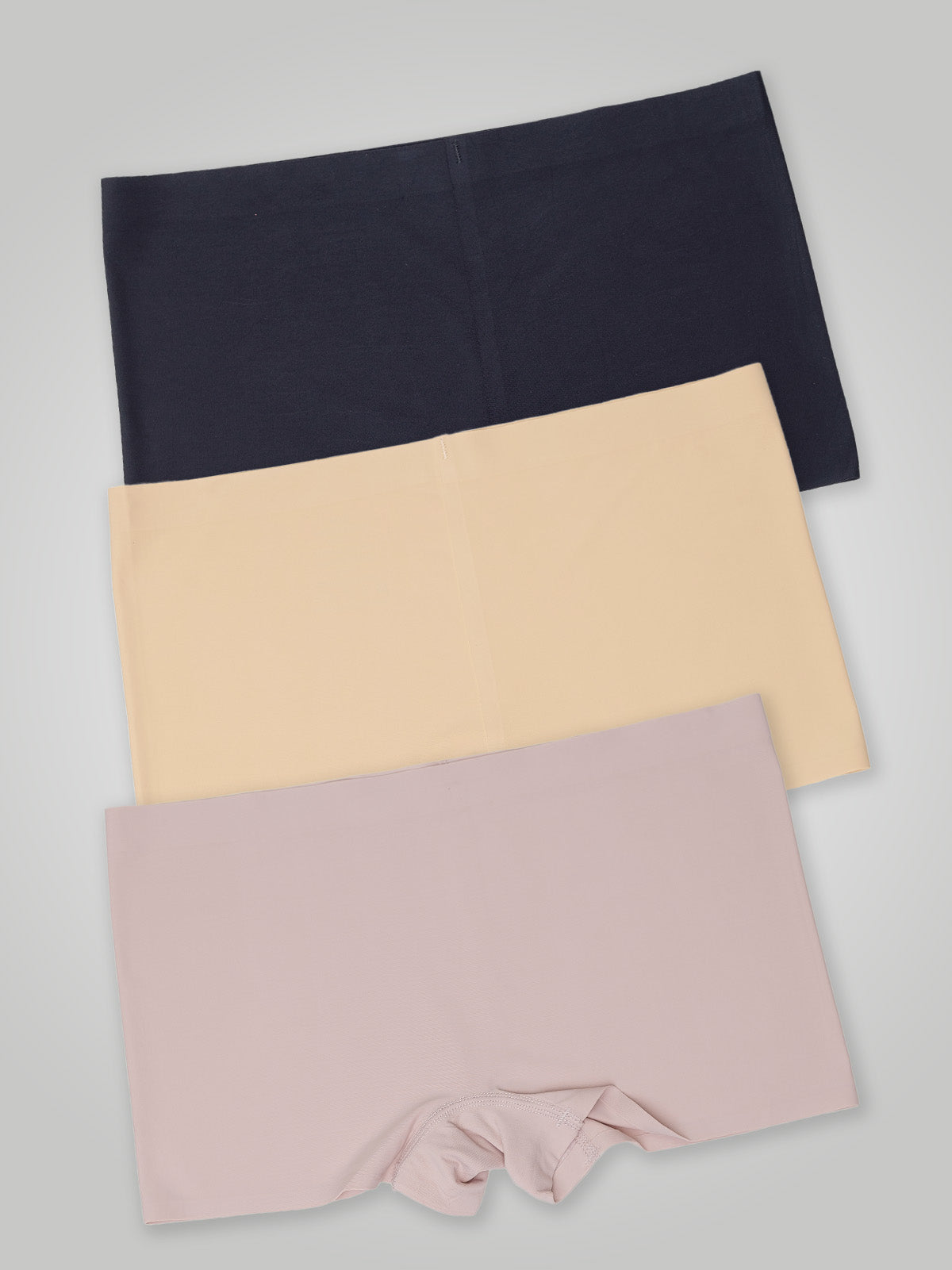 Kit com 3 Calcinhas Boxer Boyshort Sem Costura Segunda Pele (1 Preto, 1 Bege e 1 Rose) - R$53,63 cada