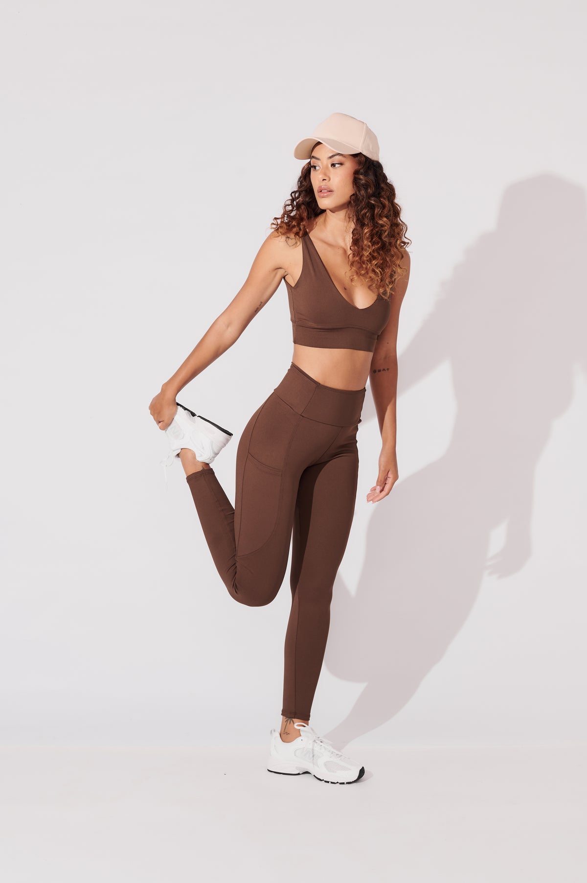 Calca Legging 6 Bolsos Marrom Café