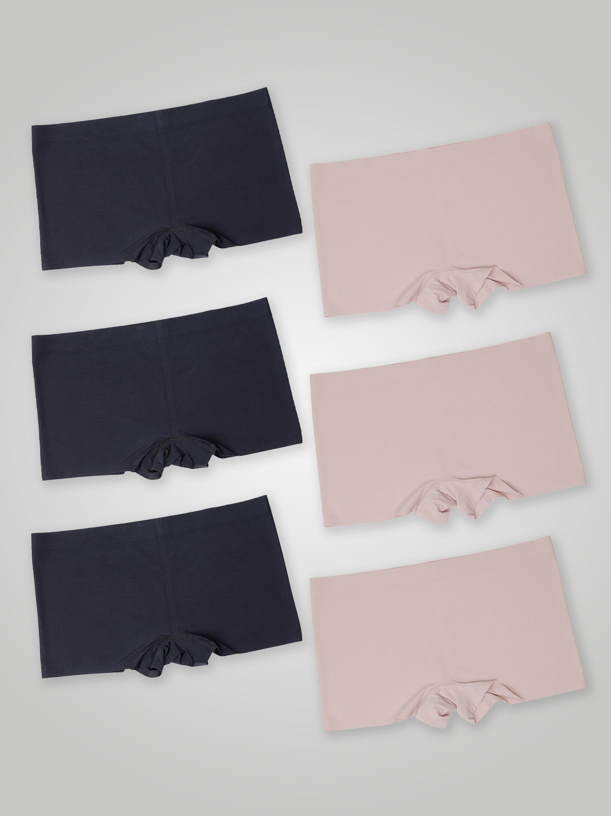 Kit com 6 Calcinhas Boxer Boyshort Sem Costura Segunda Pele (3 Preto e 3 Rose) - R$47,98 cada