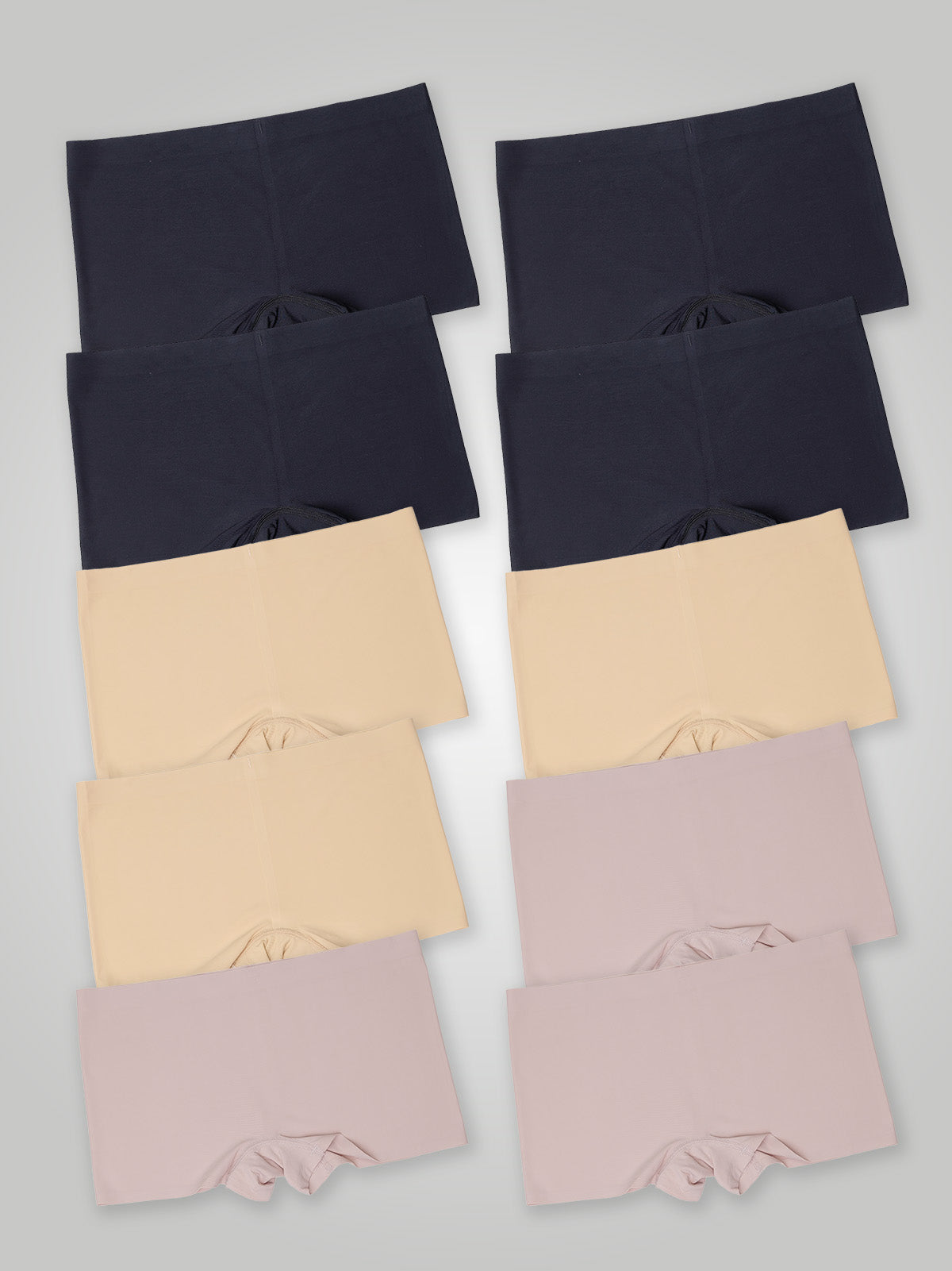 Kit com 10 Calcinhas Boxer Boyshort Sem Costura Segunda Pele (4 Preto, 3 Bege e 3 Rose) - R$41,99 cada