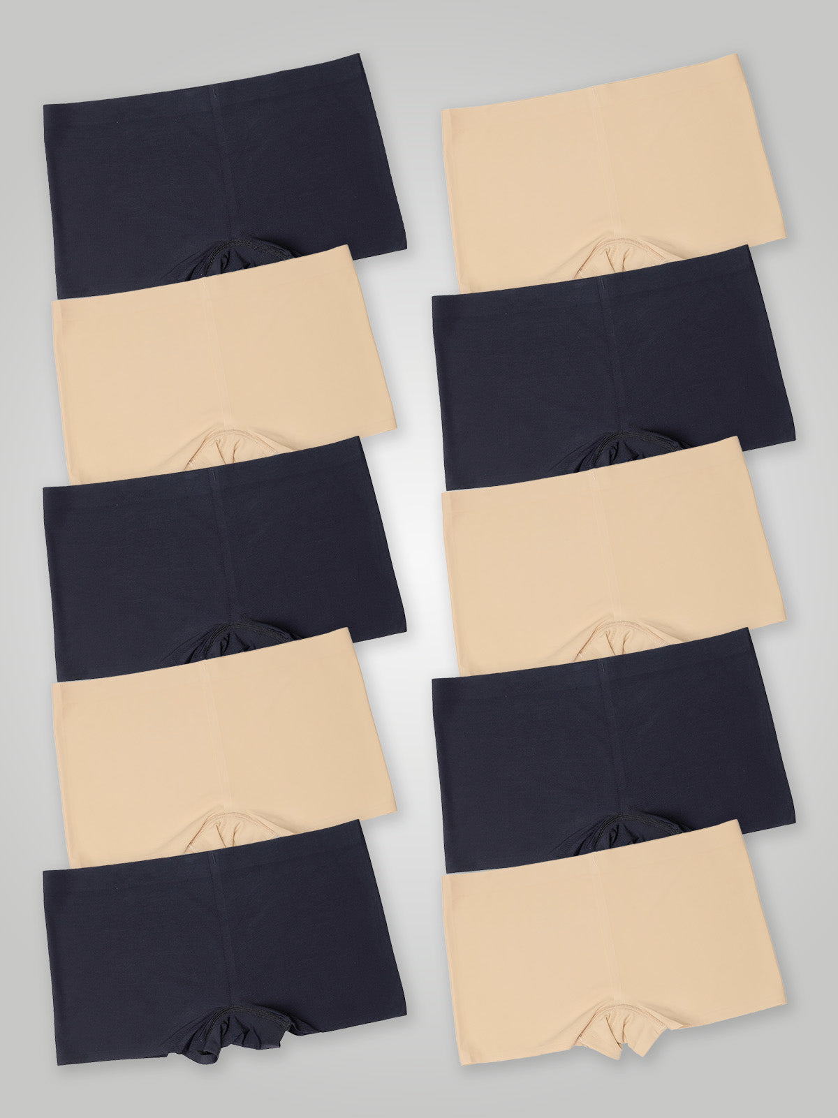Kit com 10 Calcinhas Boxer Boyshort Sem Costura Segunda Pele (5 Preto e 5 Bege) - R$41,99 cada