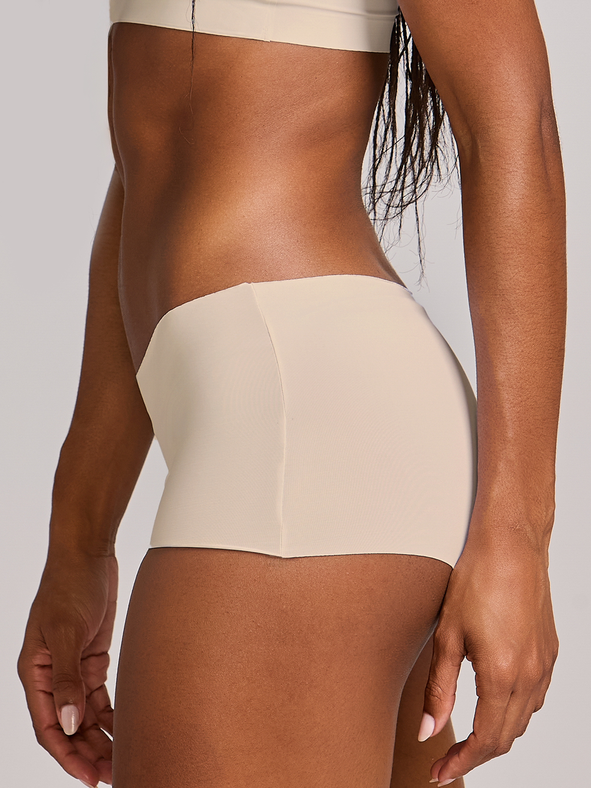 Calcinha Boxer Boyshort Invisível Sem Costura Bege