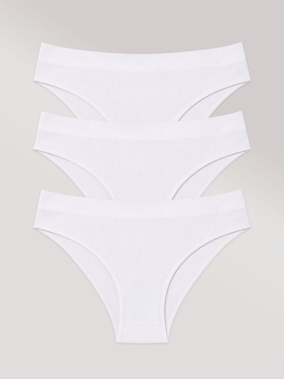 Kit com 3 Calcinhas Biquini Poliamida Canelada Sem Costura Segunda Pele Branco - R$26,96 cada