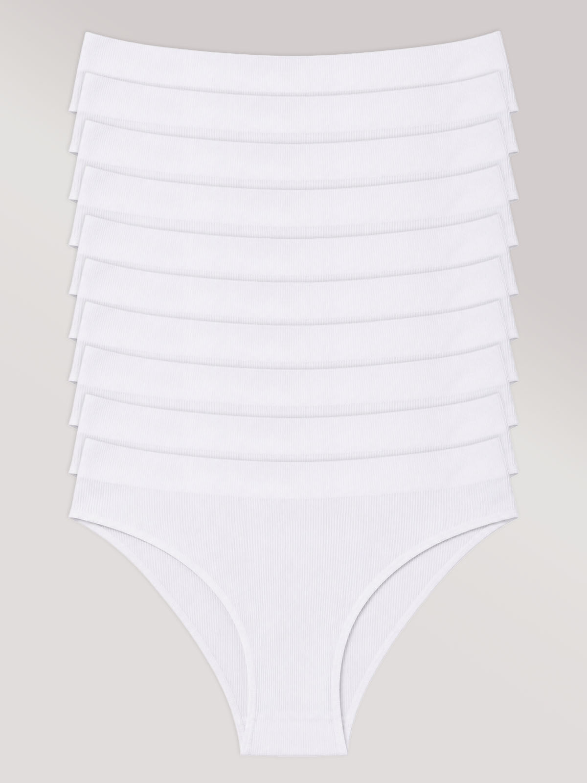 Kit com 10 Calcinhas Biquini Poliamida Canelada Sem Costura Segunda Pele Branco - R$20,99 cada
