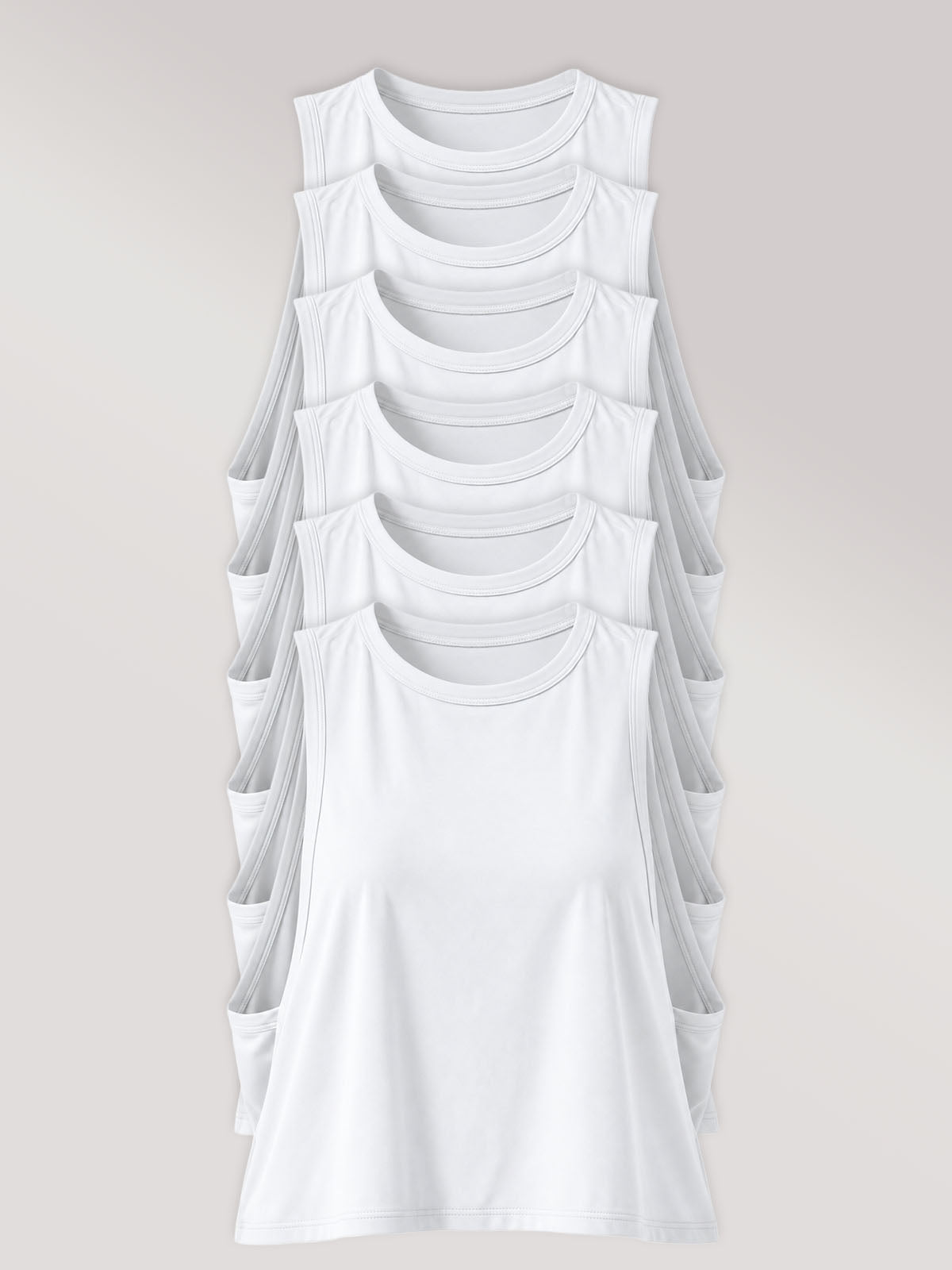 Kit com 6 Regatas Cropped com Cava Ampla Branco