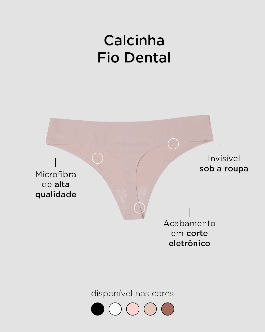 Calcinha Fio Dental Sem Costura Segunda Rose