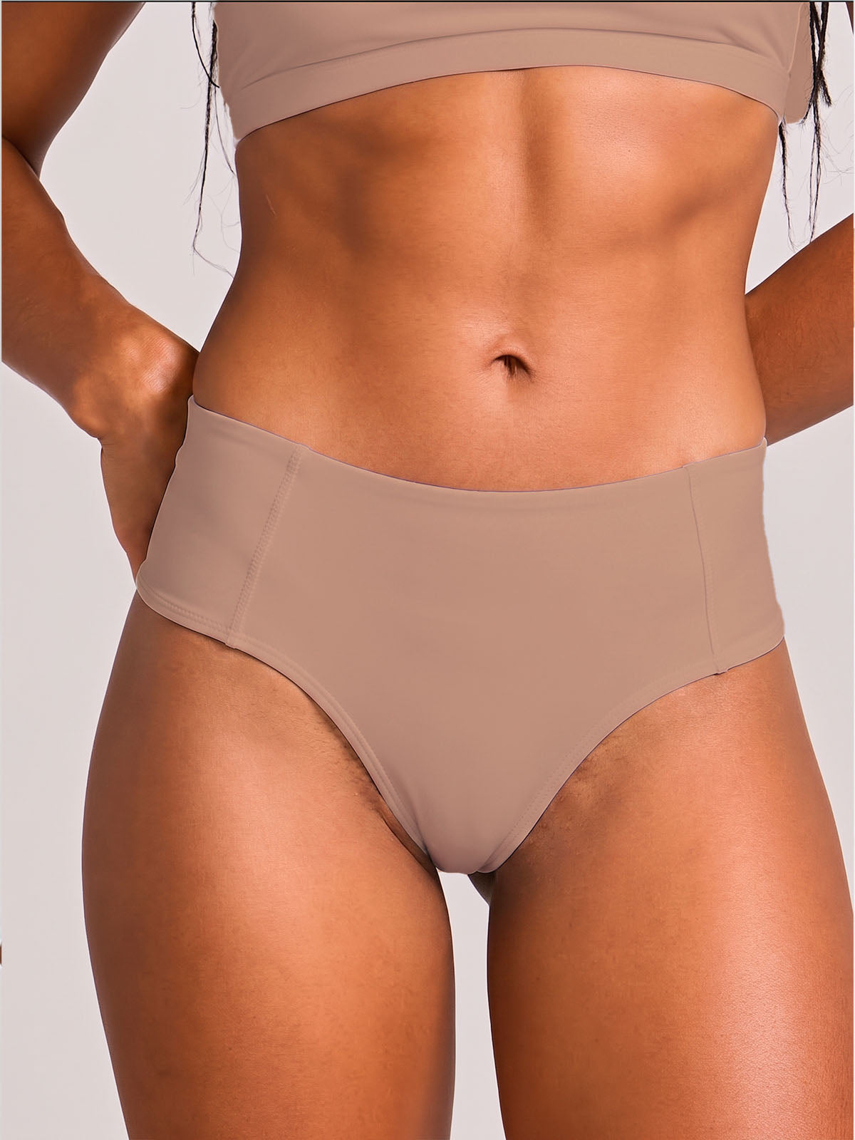 Calcinha Cintura Alta Invisível Com Lateral Ampla Modeladora Marrom Cacau