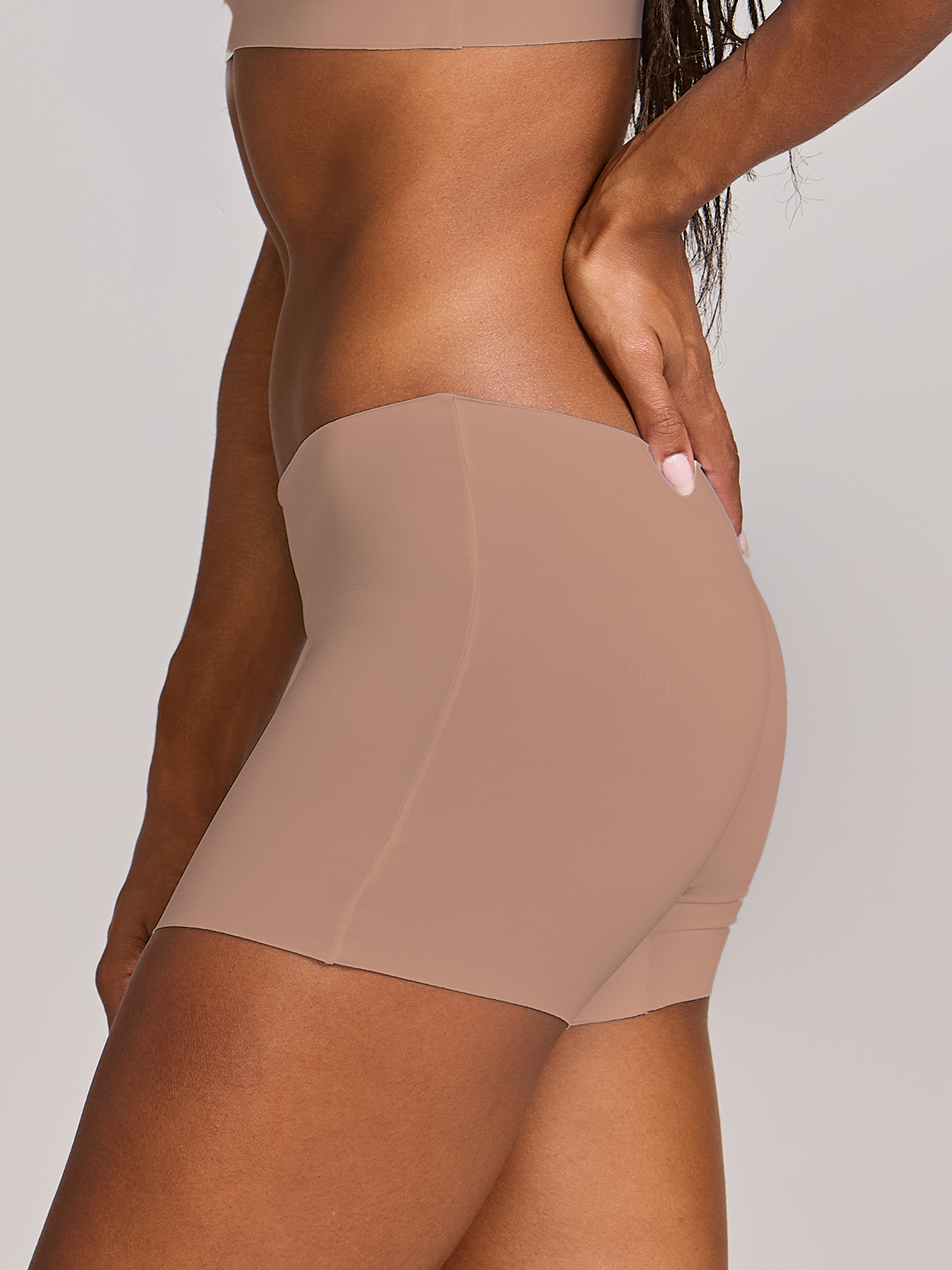 Calcinha Boxer Short Invisível Sem Costura Marrom Cacau