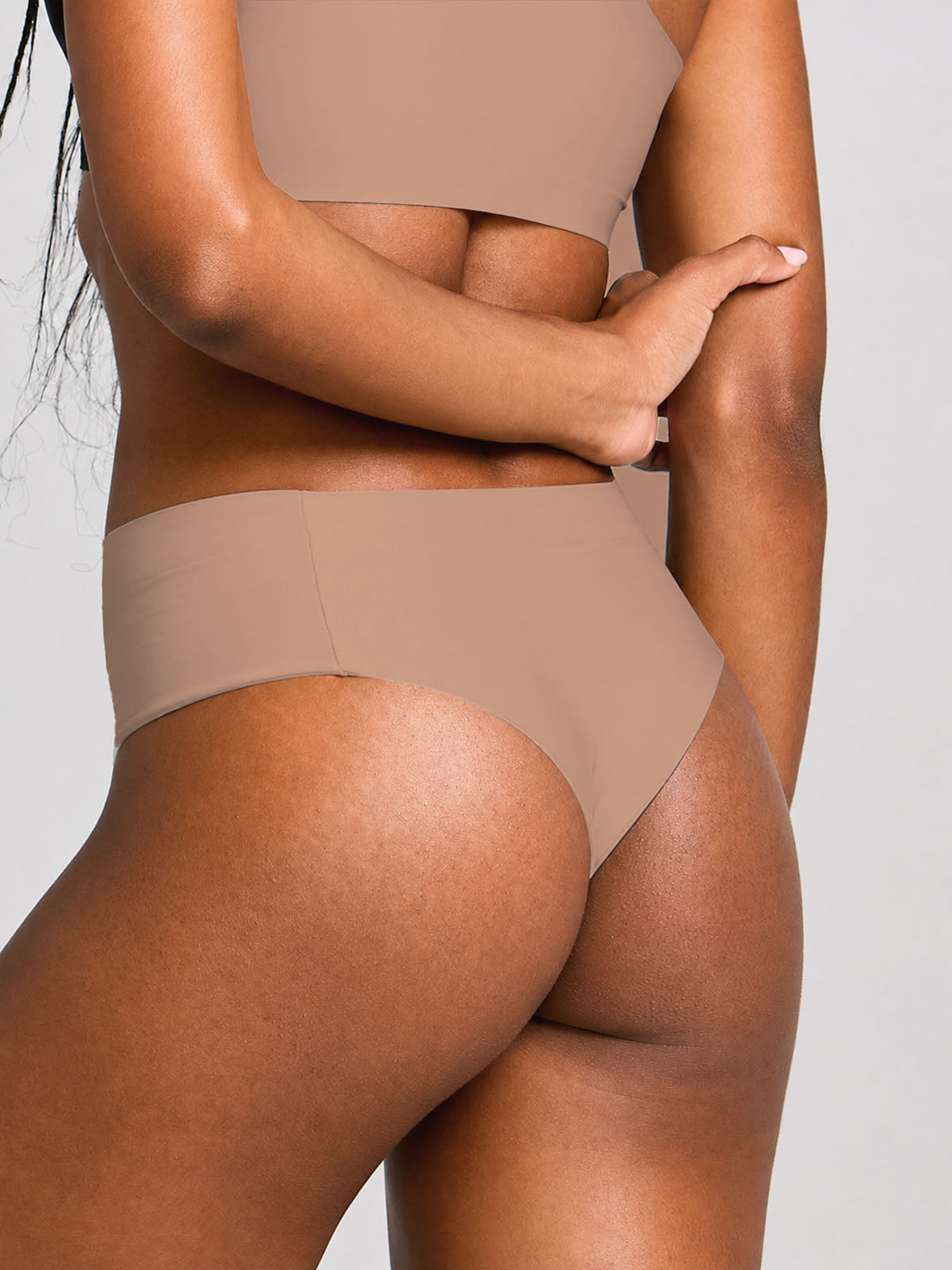 Calcinha Cintura Alta Invisível Com Lateral Ampla Modeladora Marrom Cacau