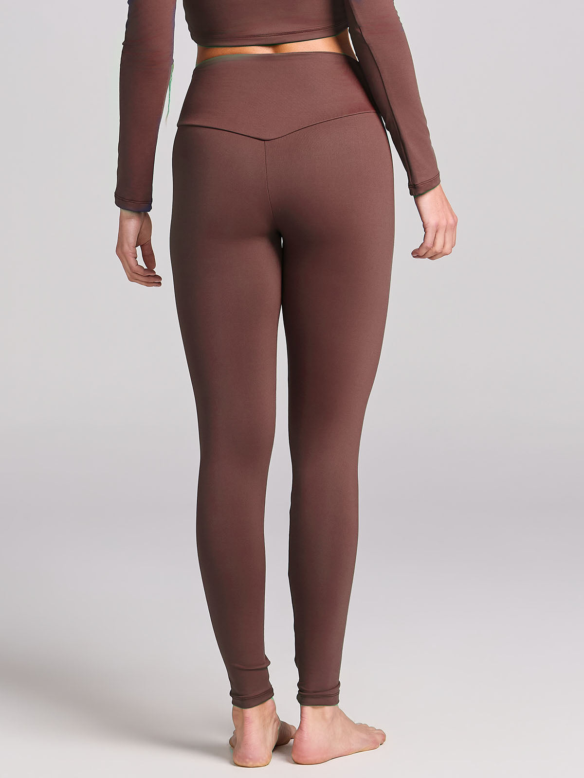 Calça Legging Levanta Bumbum Cós Em V Marrom Café