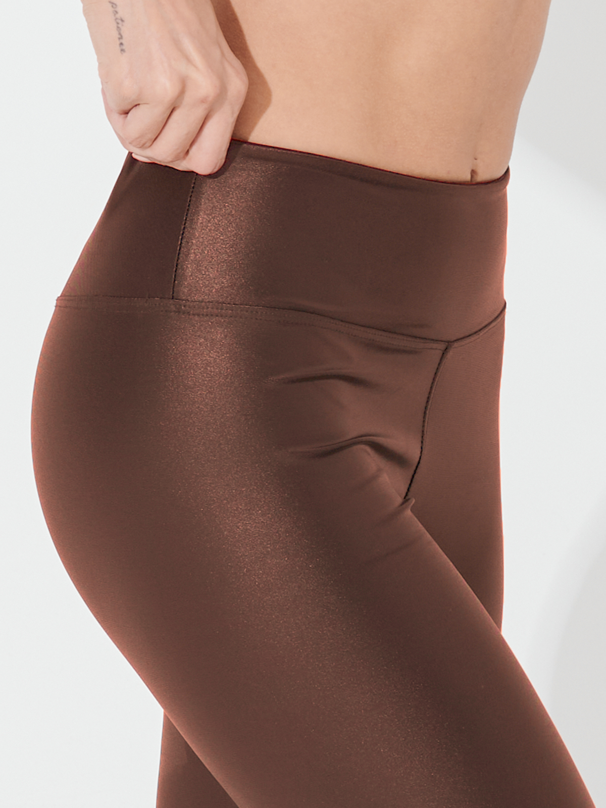 Calça Legging Brilho Cirre Marrom Café
