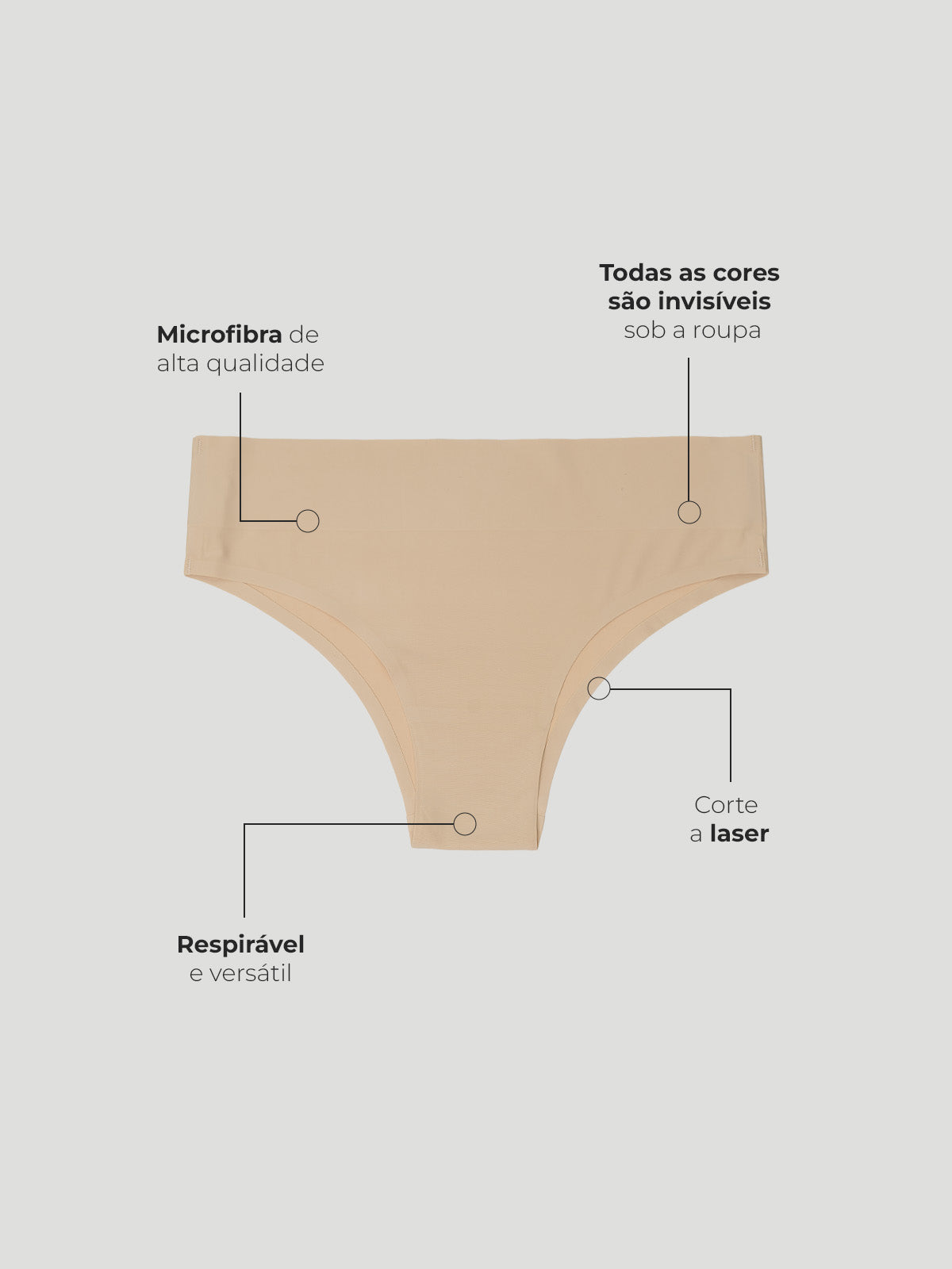 Calcinha Biquini Cintura Alta Sem Costura Segunda Pele Branco