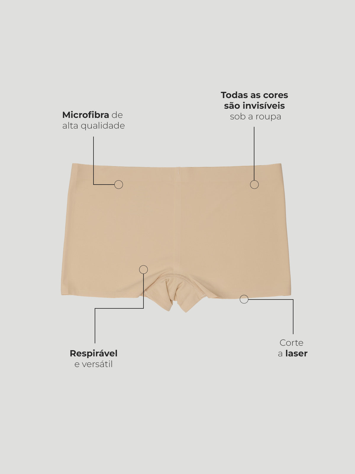 Calcinha Boxer Boyshort Sem Costura Segunda Pele Rose