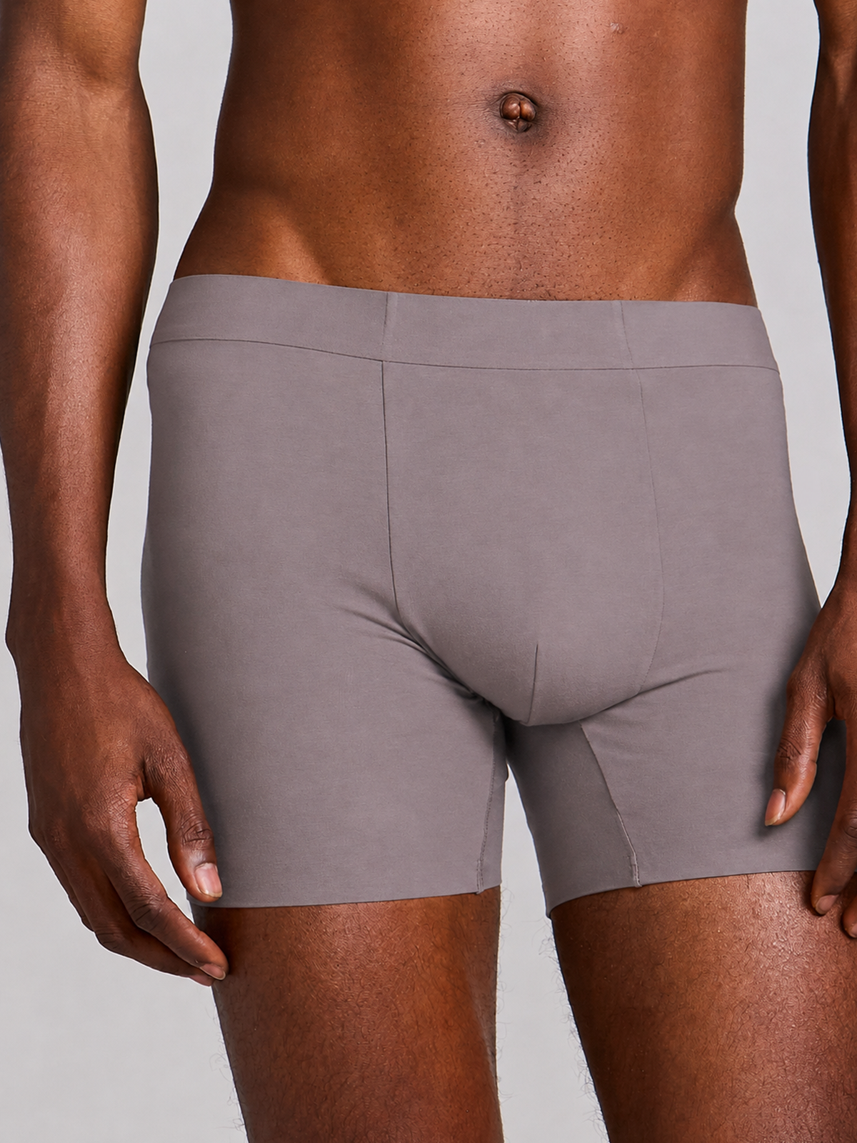 Kit com 3 Cuecas Boxer Algodão Premium Sem Costura Cinza Mescla
