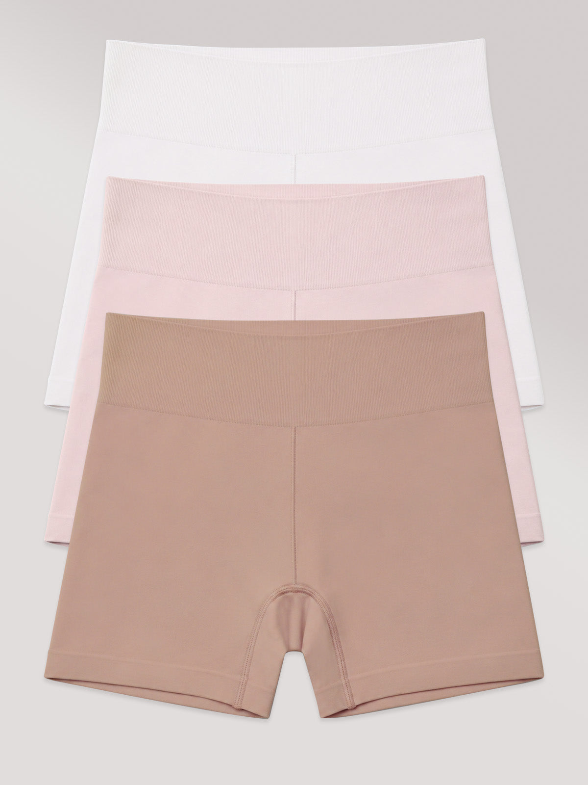 Kit com 3 Calcinhas Boxer Modeladora Sem Costura Premium (1 Branco, 1 Rose e 1 Marrom Cacau)