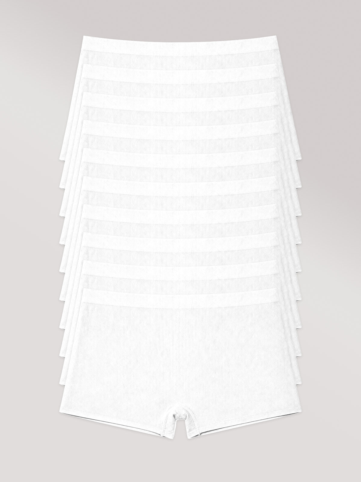 Kit com 10 Calcinhas Boyshort Boxer Poliamida Canelada Sem Costura Segunda Pele Branco