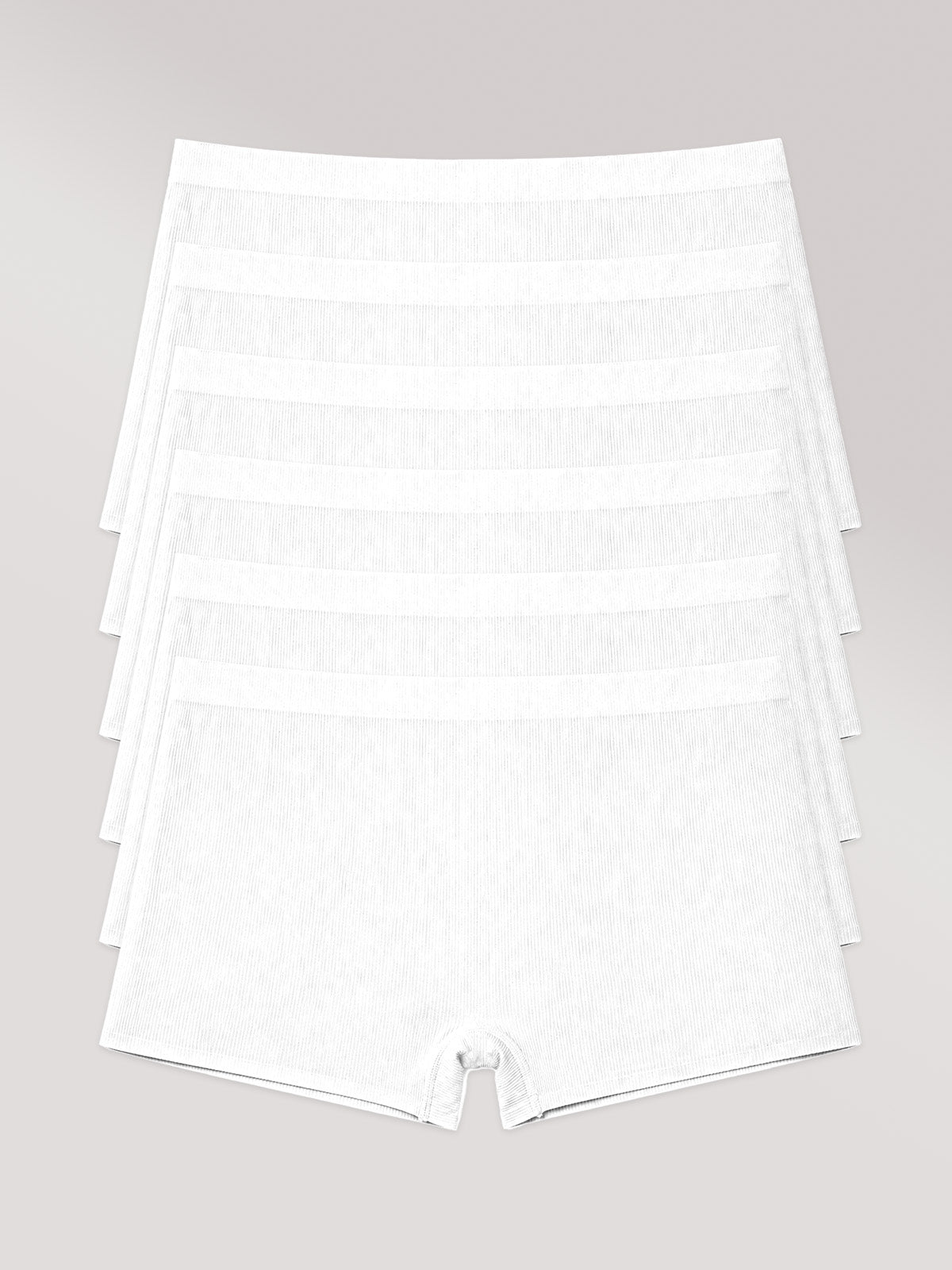 Kit com 6 Calcinhas Boyshort Boxer Poliamida Canelada Sem Costura Segunda Pele Branco