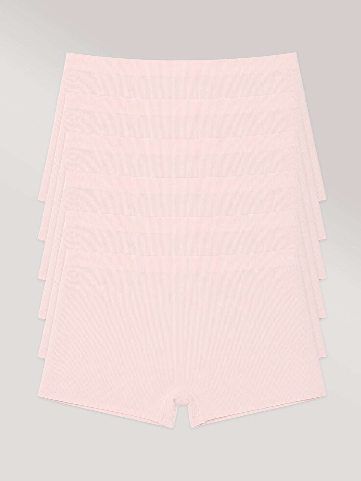 Kit com 6 Calcinhas Boyshort Boxer Poliamida Canelada Sem Costura Segunda Pele Rose