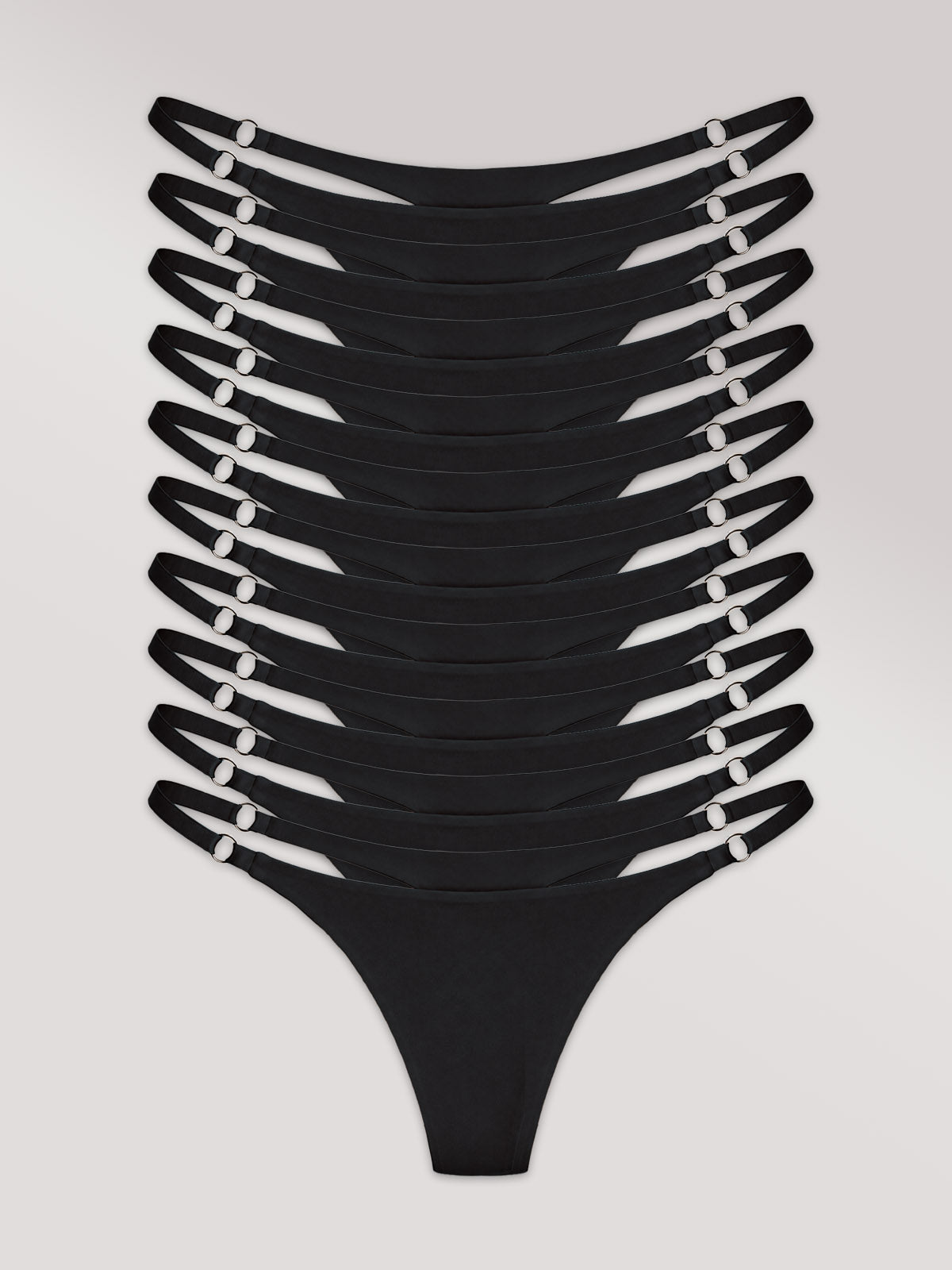 Kit com 10 Calcinhas String Invisível Sem Costura Preto
