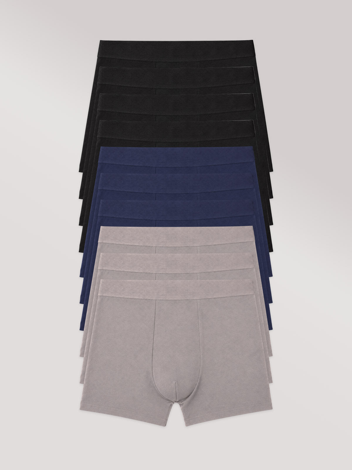 Kit com 10 Cuecas Boxer Algodão Premium Sem Costura (4 Preto, 3 Azul Marinho e 3 Cinza Mescla)