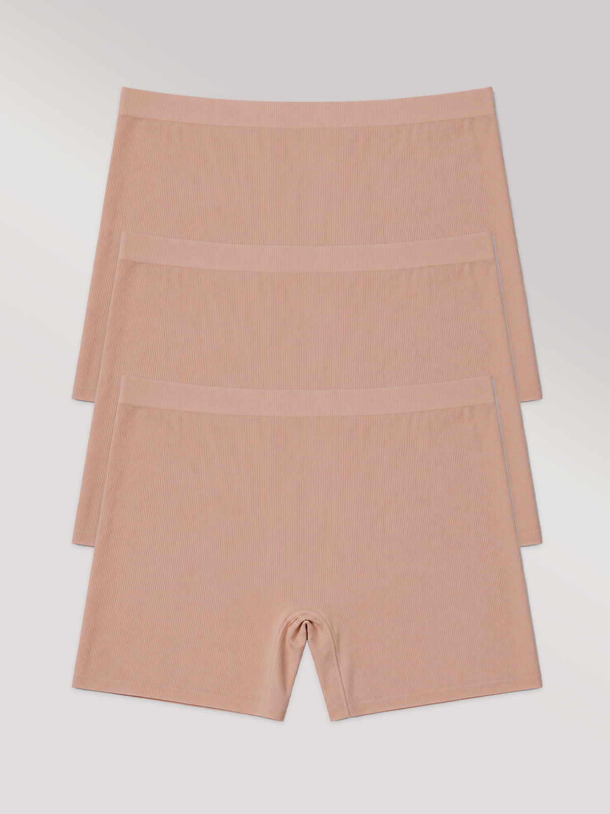 Kit com 3 Calcinhas Shorts Poliamida Canelada Sem Costura Segunda Pele Marrom Cacau