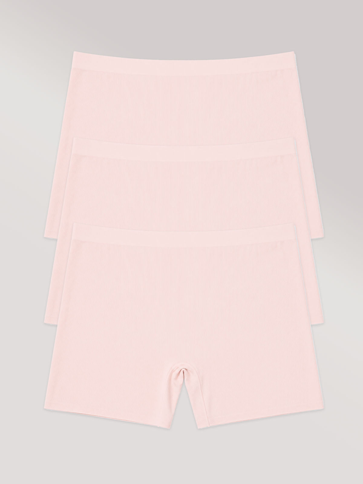 Kit com 3 Calcinhas Shorts Poliamida Canelada Sem Costura Segunda Pele Rose