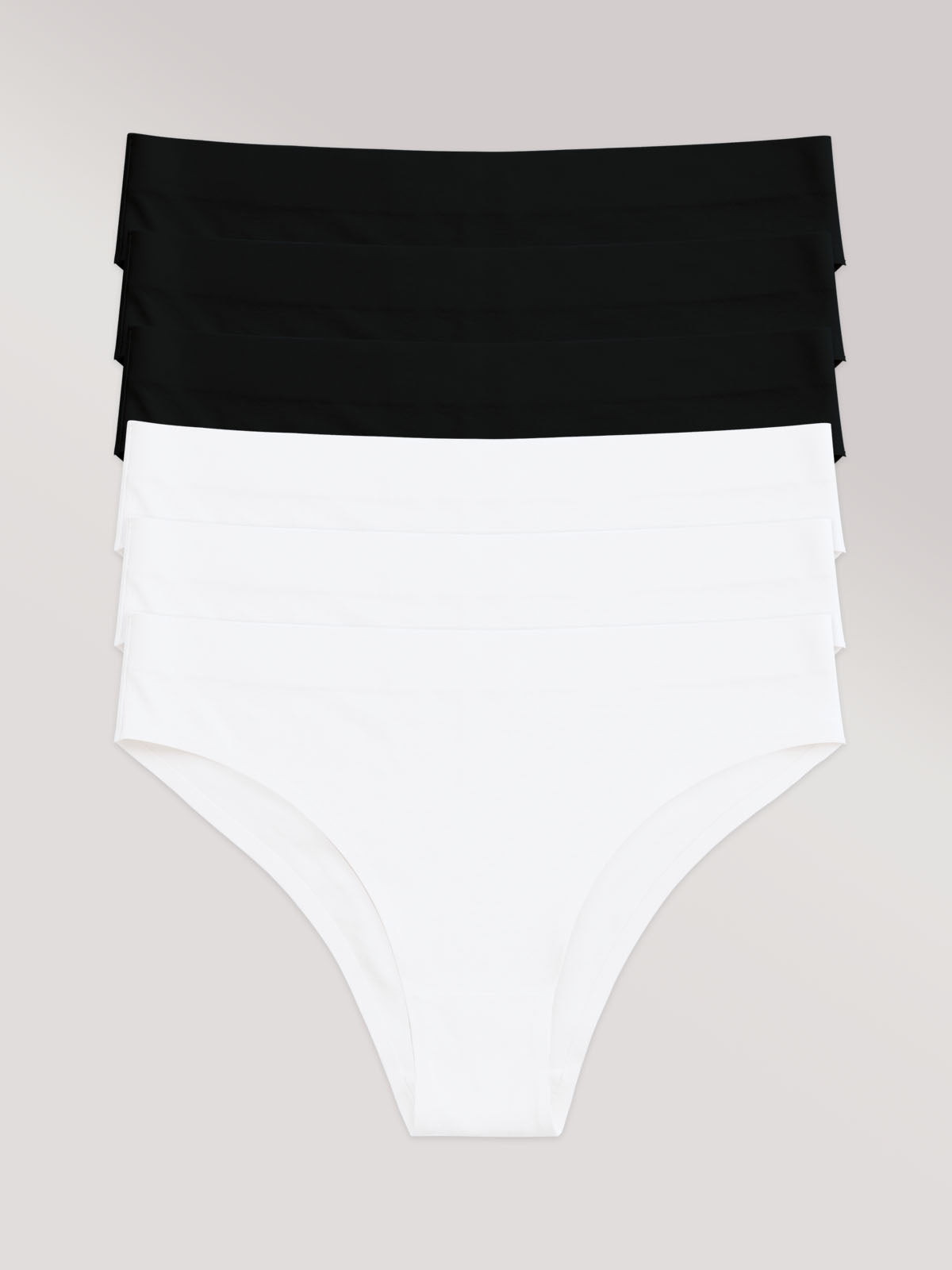 Kit com 6 Calcinhas Biquíni Algodão Premium Sem Costura (3 Preto e 3 Branco)