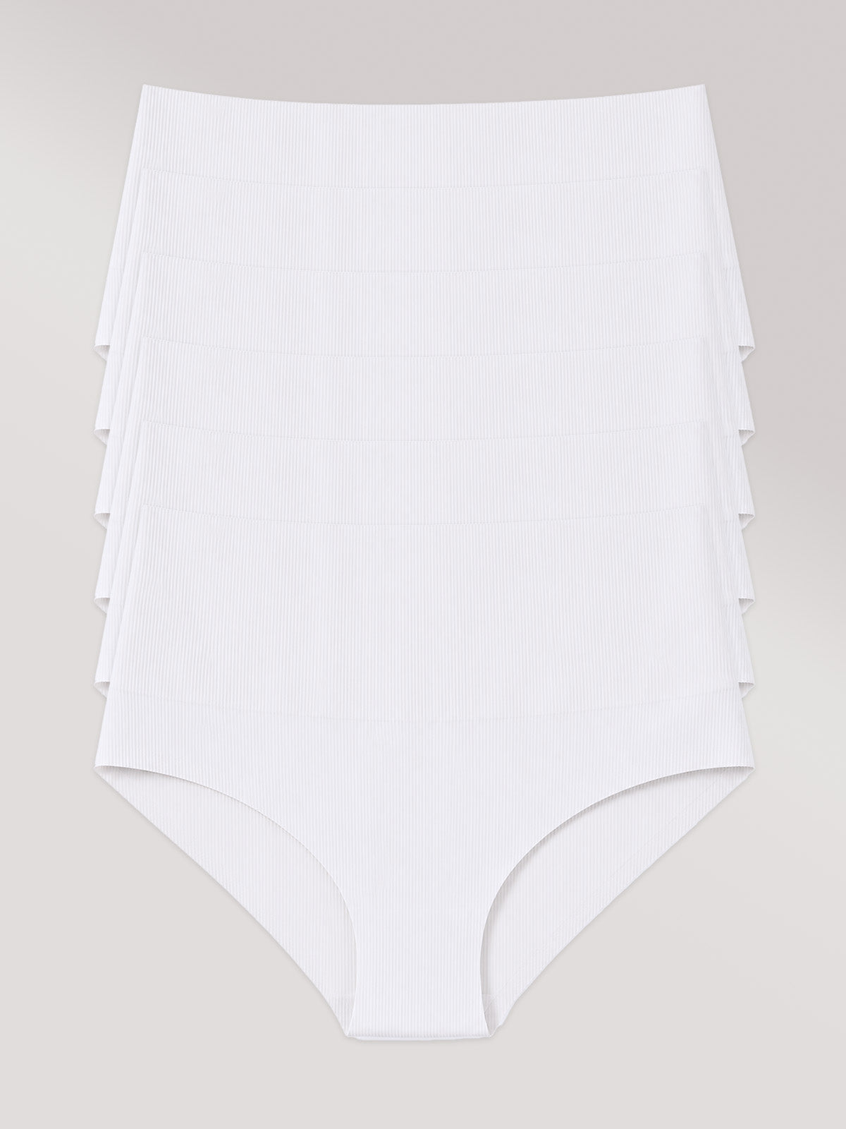 Kit com 6 Calcinhas Biquini Redutora Poliamida Canelada Sem Costura Segunda Pele Branco