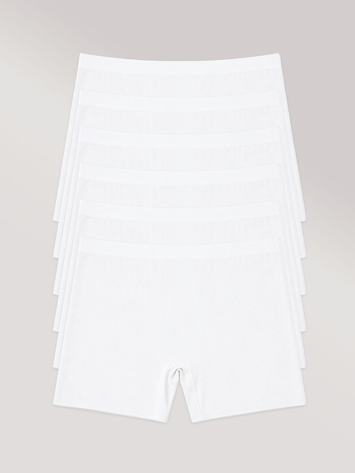 Kit com 6 Calcinhas Shorts Poliamida Canelada Sem Costura Segunda Pele Branco