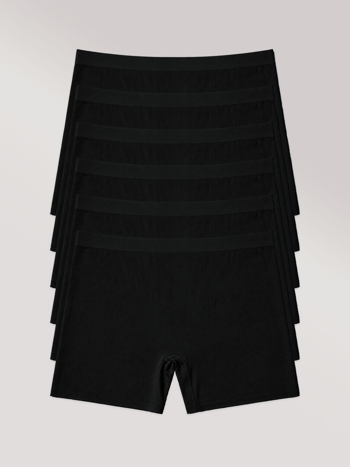Kit com 6 Calcinhas Shorts Poliamida Canelada Sem Costura Segunda Pele Preto
