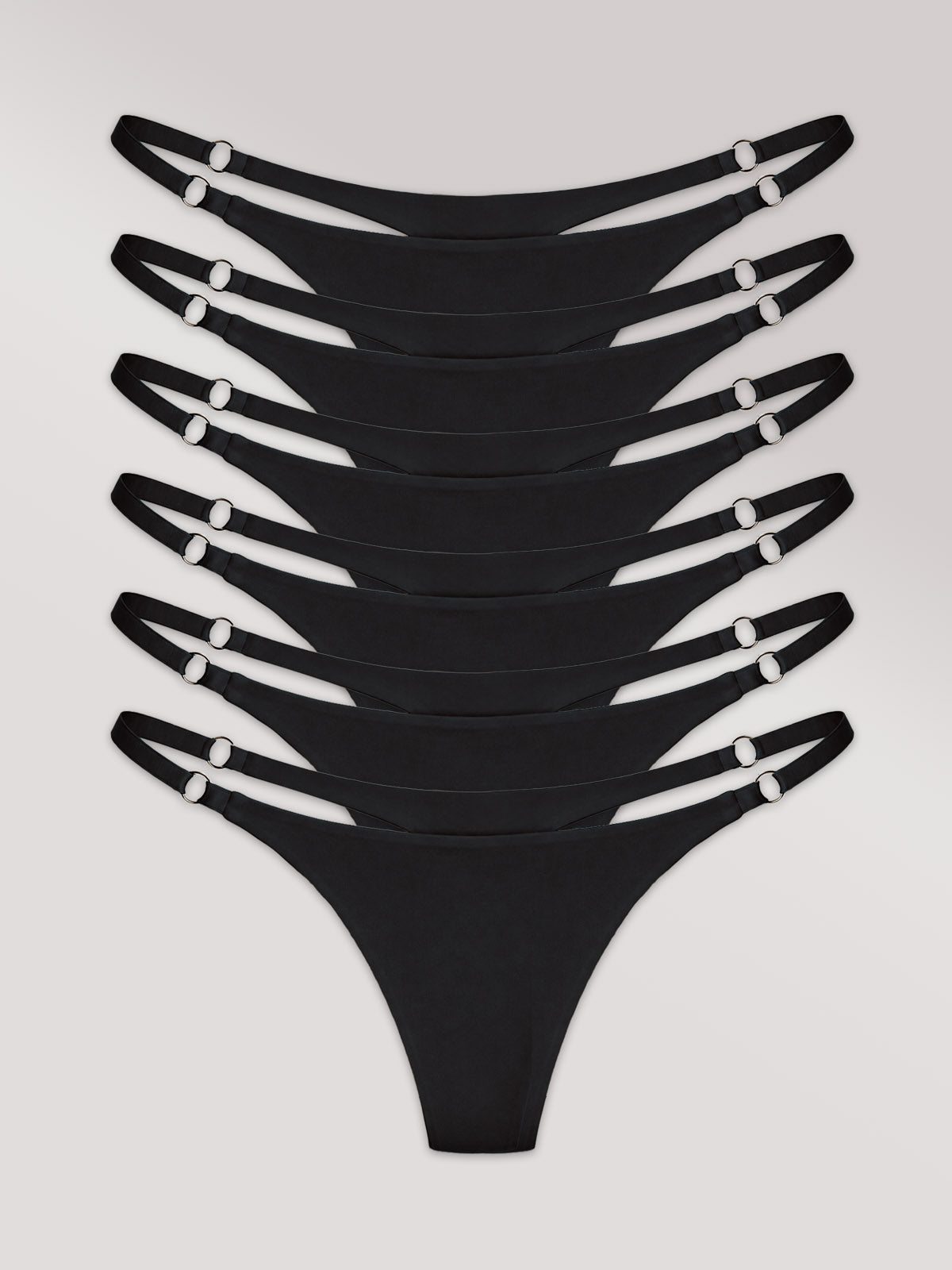 Kit com 6 Calcinhas String Invisível Sem Costura Preto