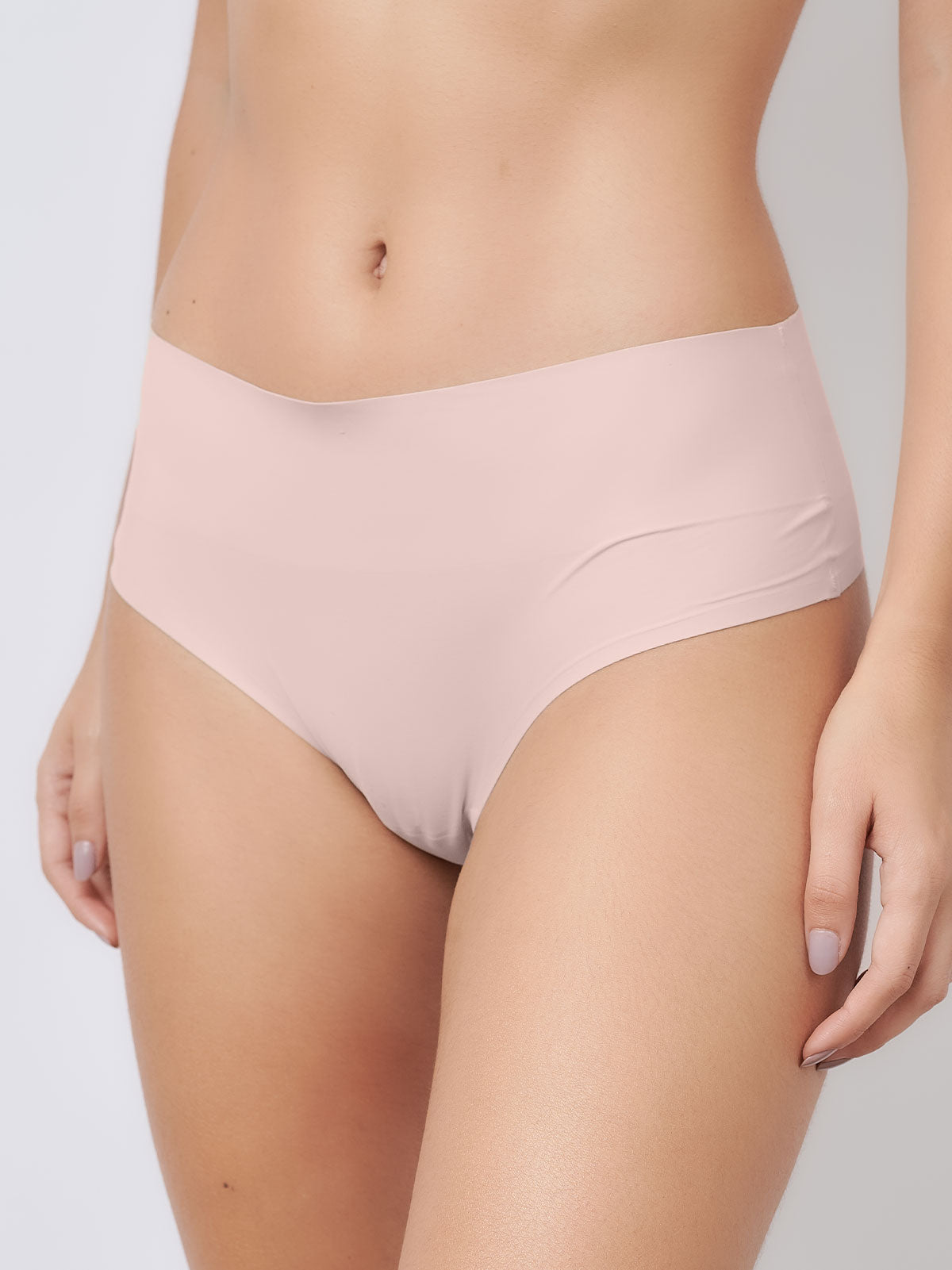 Kit com 3 Calcinhas Fio Dental Cintura Alta Sem Costura Segunda Pele (1 Preto, 1 Bege e 1 Rose) - R$39,96 cada