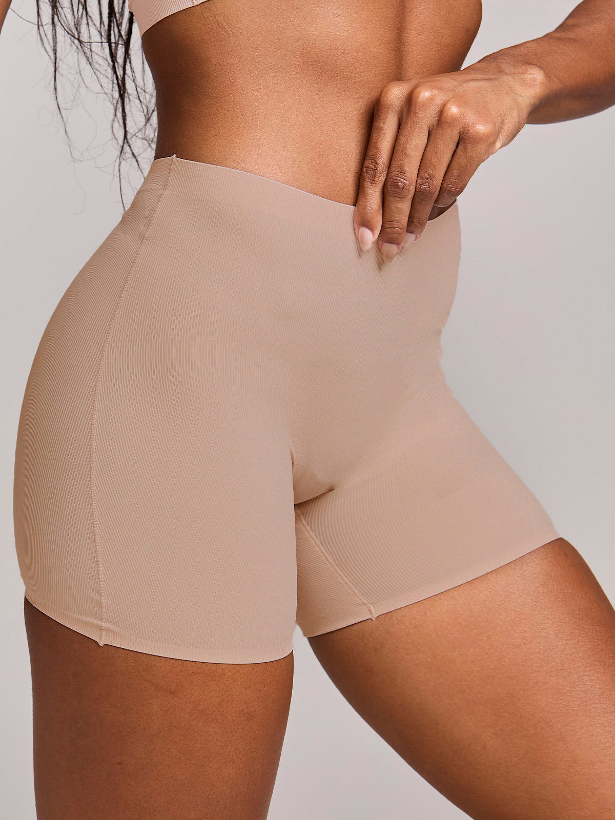 Calcinha Shorts Poliamida Canelada Sem Costura Segunda Pele Marrom Cacau