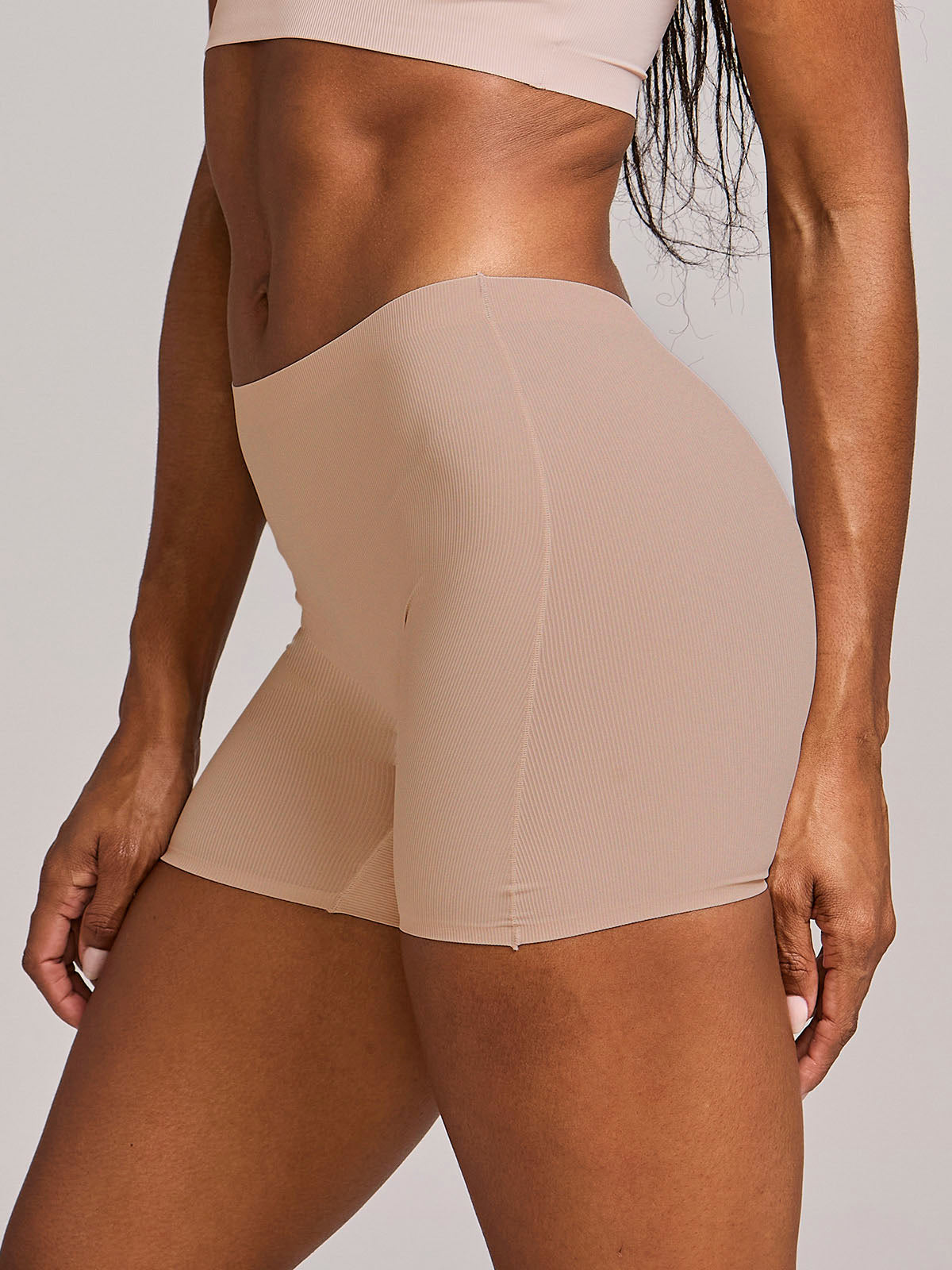 Calcinha Shorts Poliamida Canelada Sem Costura Segunda Pele Marrom Cacau