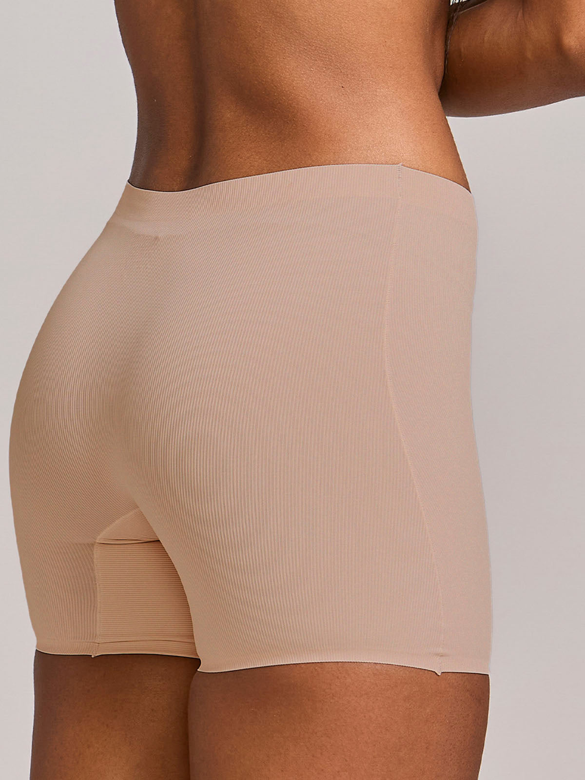 Calcinha Shorts Poliamida Canelada Sem Costura Segunda Pele Marrom Cacau