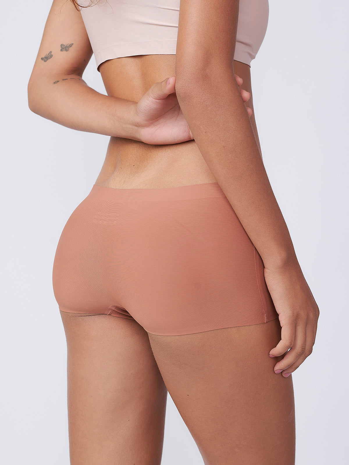 Calcinha Boxer Boyshort Sem Costura Segunda Pele Marrom Cacau
