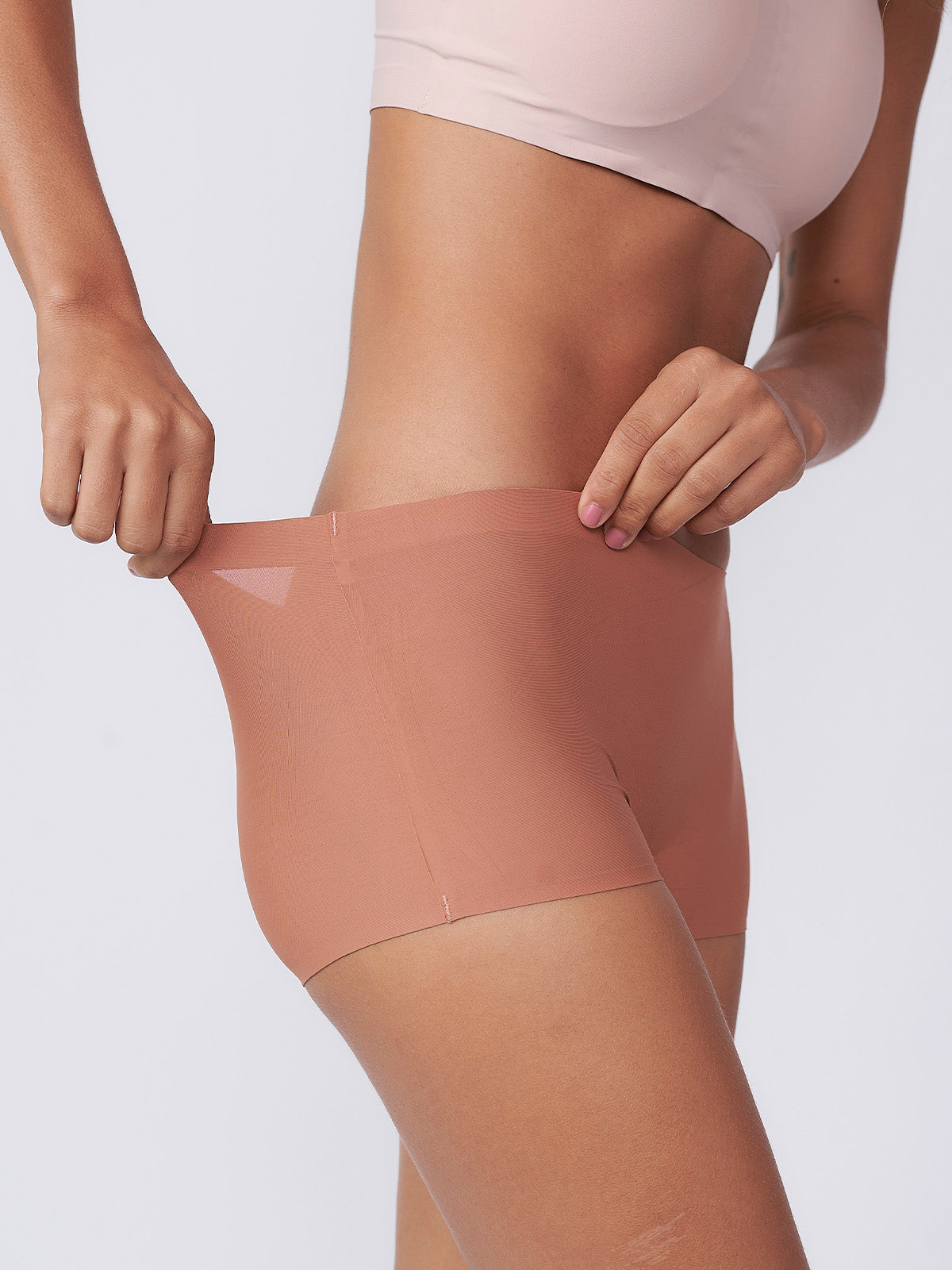 Calcinha Boxer Boyshort Sem Costura Segunda Pele Marrom Cacau