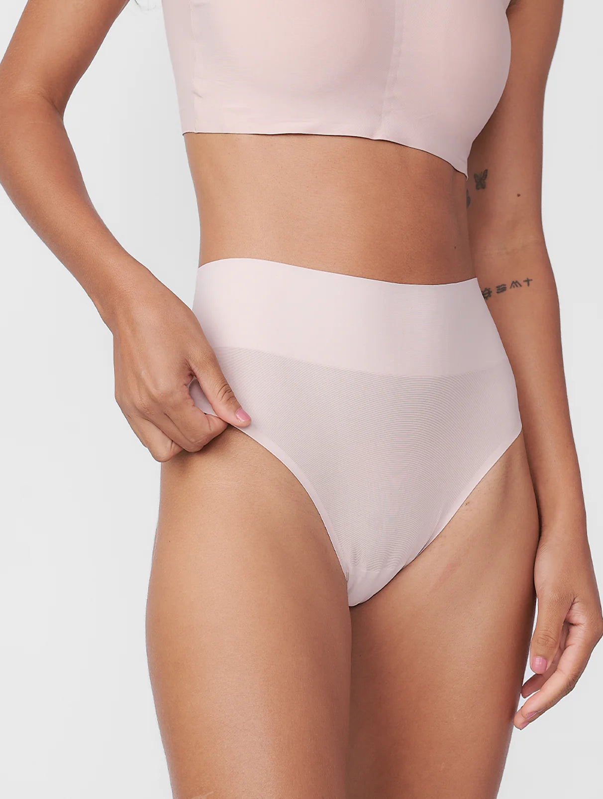 Kit com 10 Calcinhas Biquíni Redutora Sem Costura Segunda Pele (5 Branco e 5 Rose)