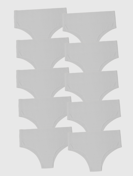 Kit com 10 Calcinhas Biquíni Redutora Sem Costura Segunda Pele Branco - R$29,99 cada