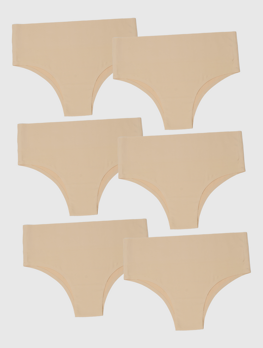 Kit com 6 Calcinhas Biquíni Redutora Sem Costura Segunda Pele Bege - R$41,65 cada