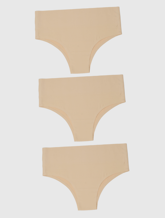 Kit com 3 Calcinhas Biquíni Redutora Sem Costura Segunda Pele Bege - R$46,63 cada