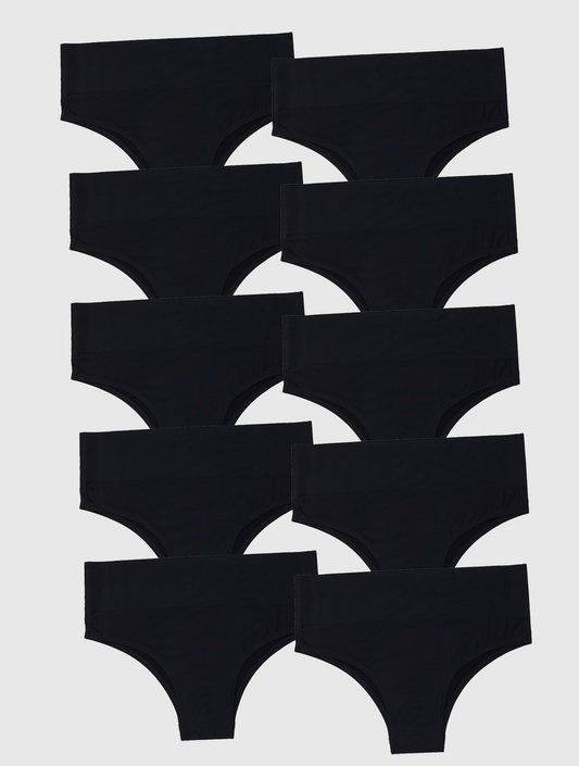 Kit com 10 Calcinhas Biquíni Redutora Sem Costura Segunda Pele Preto - R$29,99 cada