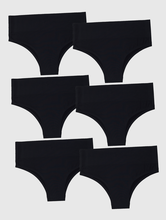 Kit com 6 Calcinhas Biquíni Redutora Sem Costura Segunda Pele Preto - R$41,65 cada