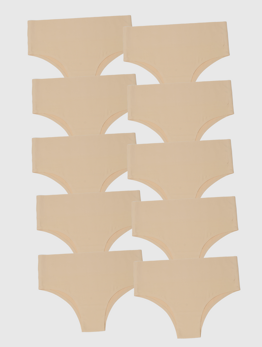 Kit com 10 Calcinhas Biquíni Redutora Sem Costura Segunda Pele Bege - R$29,99 cada