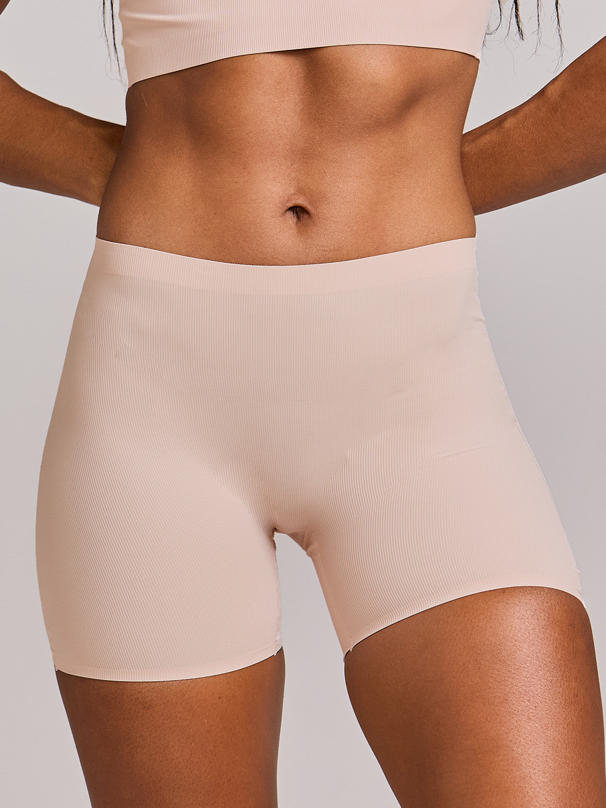 Calcinha Shorts Poliamida Canelada Sem Costura Segunda Pele Rose