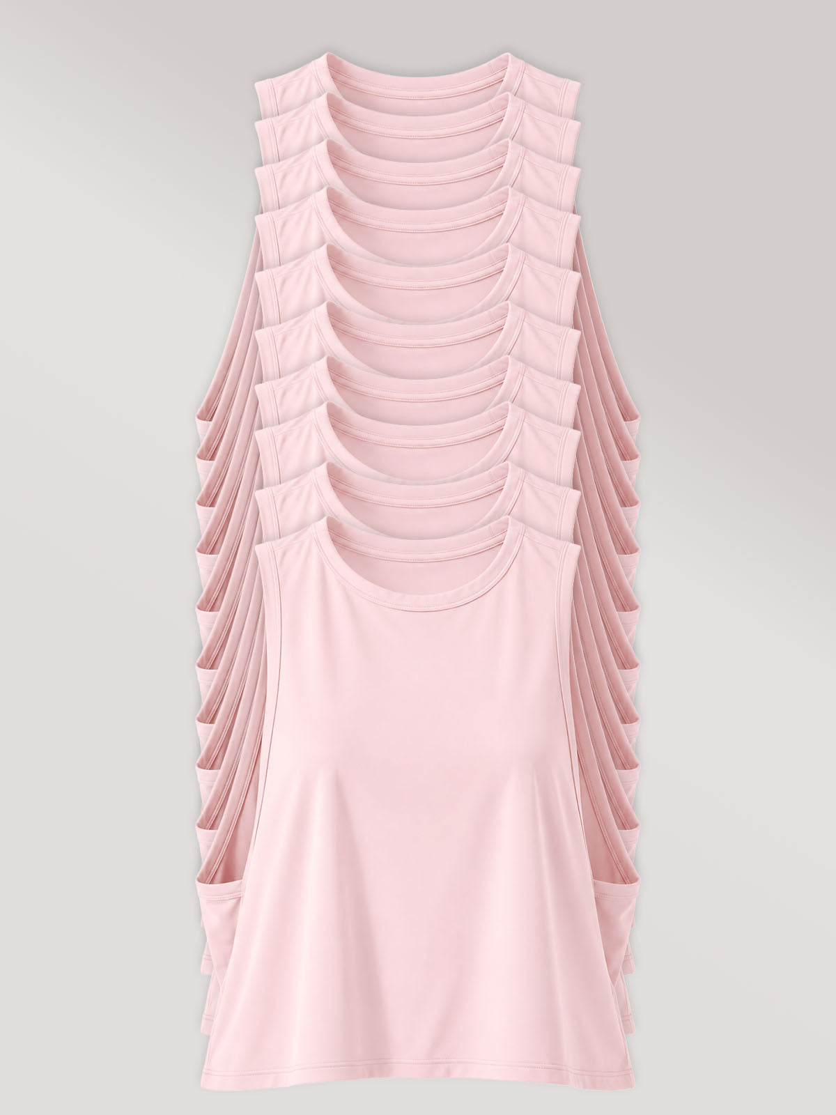 Kit com 10 Regatas Cropped com Cava Ampla Rose