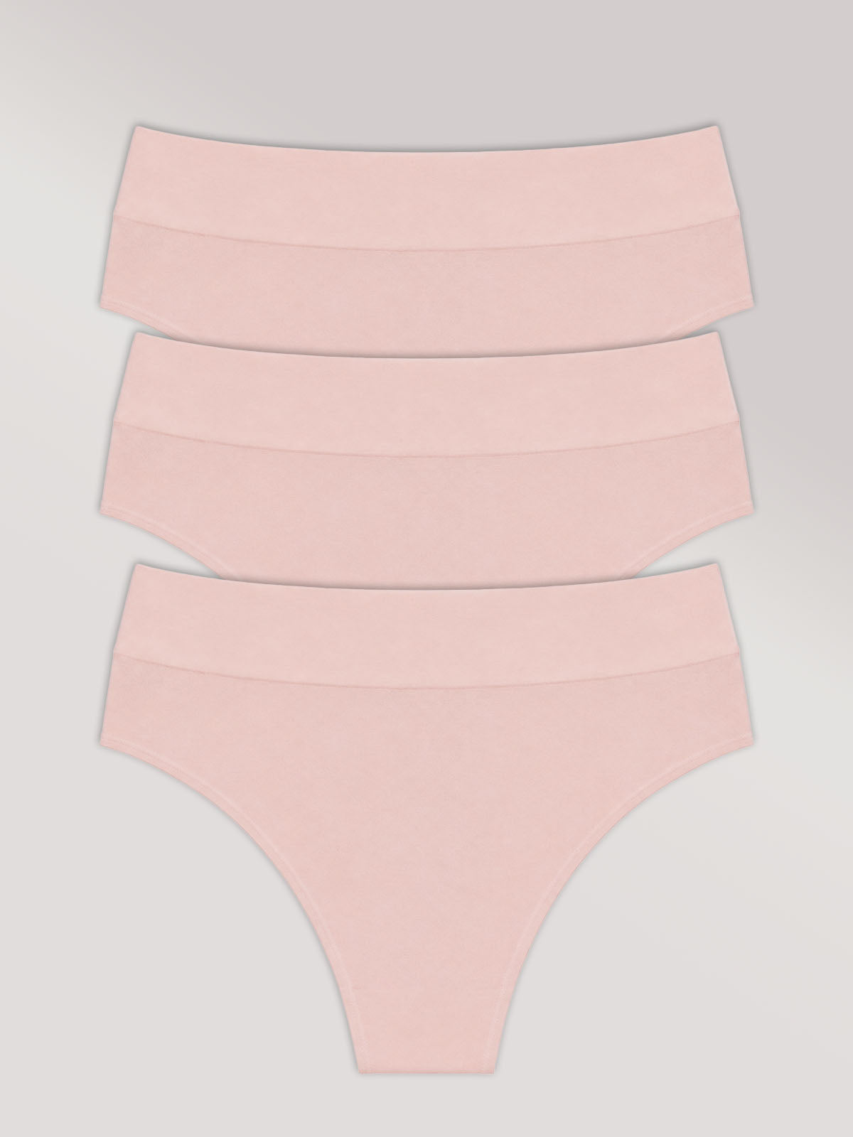Kit com 3 Calcinhas Biquíni Cintura Alta Algodão Premium Sem Costura Rose